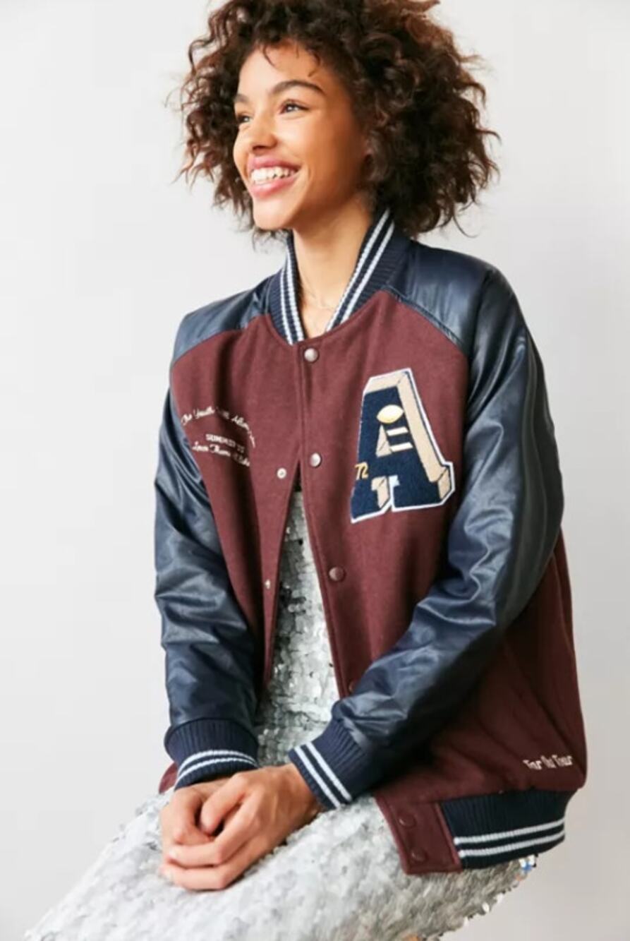 BDG Urban Outfitters Patch Varsity Jacket Oversized Collegiate Preppy Academia